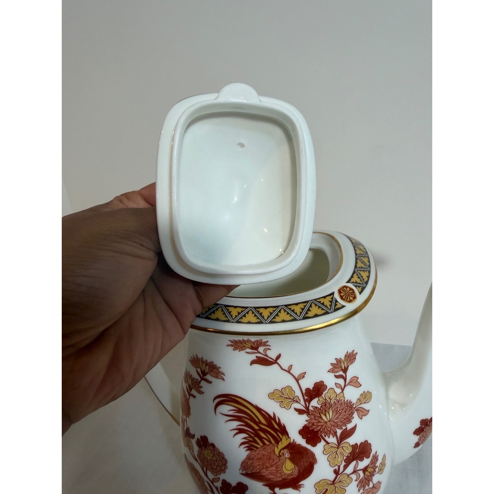 Wedgwood Golden Cockerel Coffee Pot Bone China England Rooster Floral Gold Trim - Picture 10 of 11